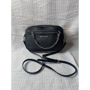Michael Kors Jet Set Item Shoulder Chain Crossbody Bag MK Black/Silver